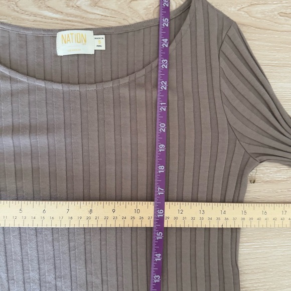 Nation‎ LTD Small Akiko High Split Slit Tunic Top Sahara Light Brown Rib Fall - Picture 10 of 11